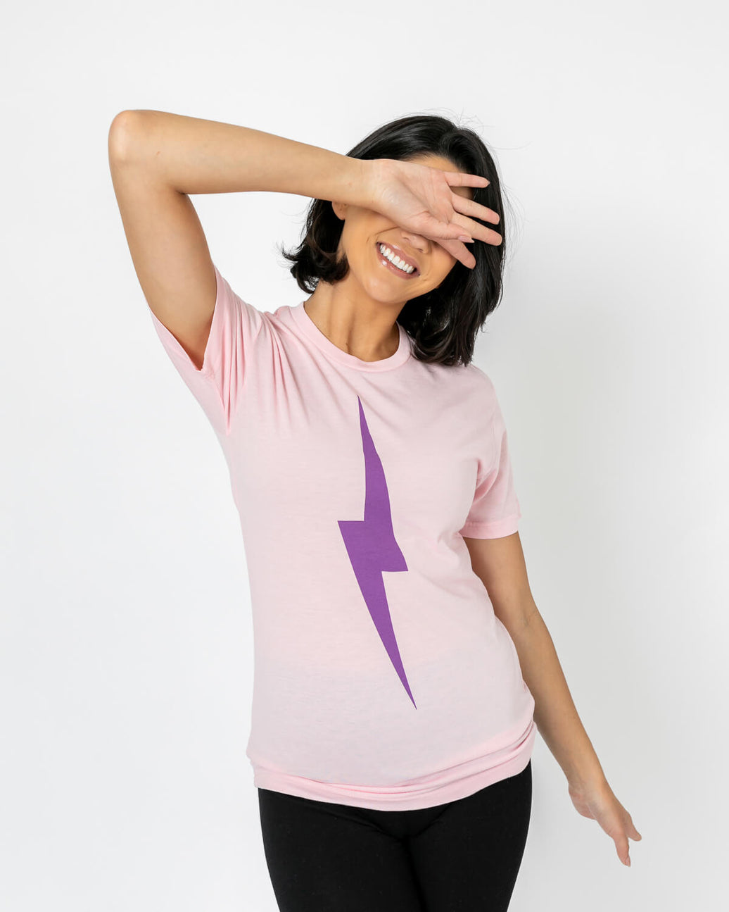 Bolt Tee | Bright Purple on Pink