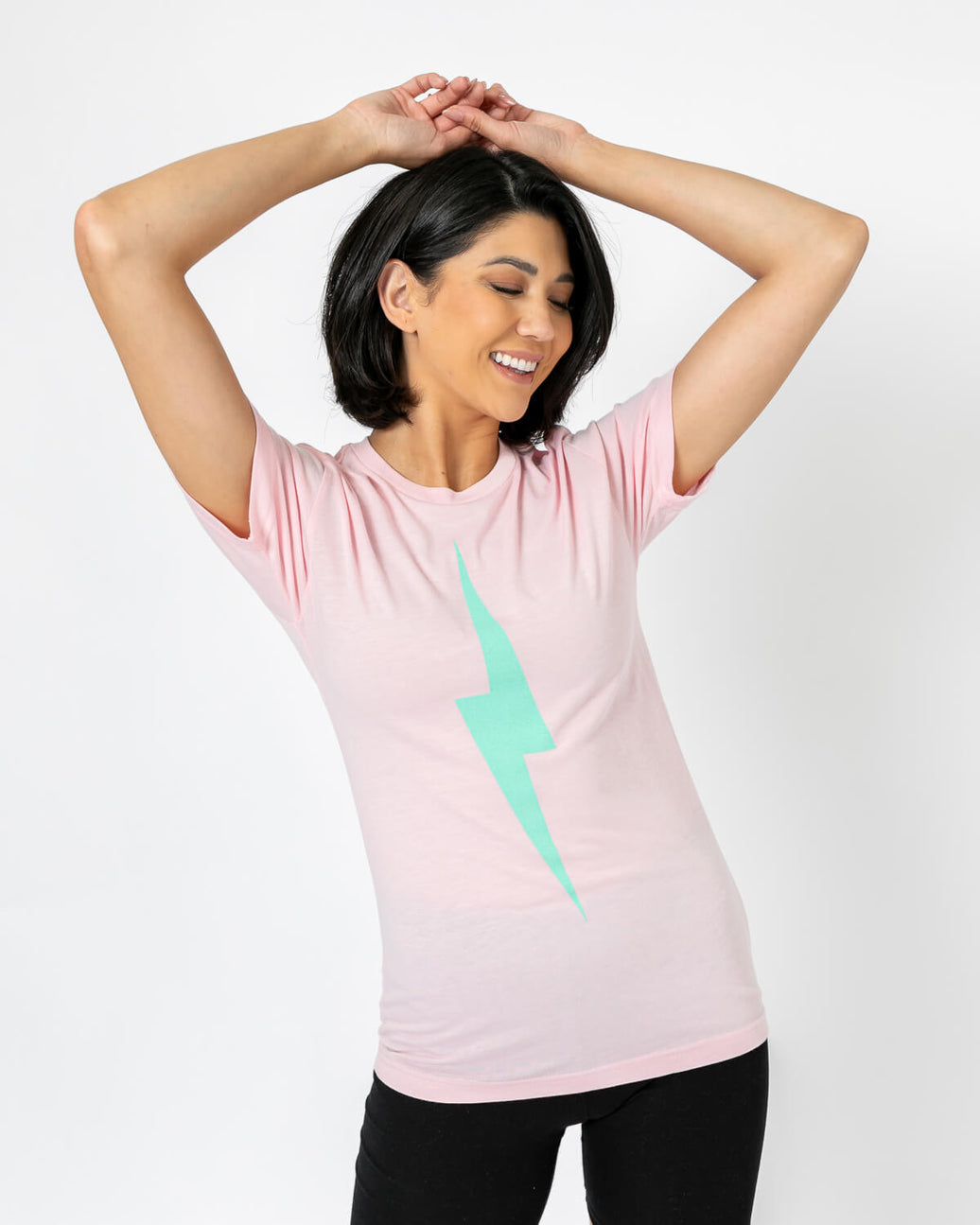 Bolt Tee | Light Teal on Pink