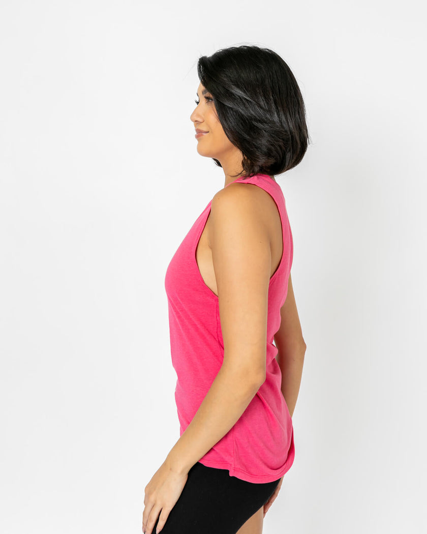 Bolt Muscle Tank | Light Blue on Raspberry *XS & 3X*