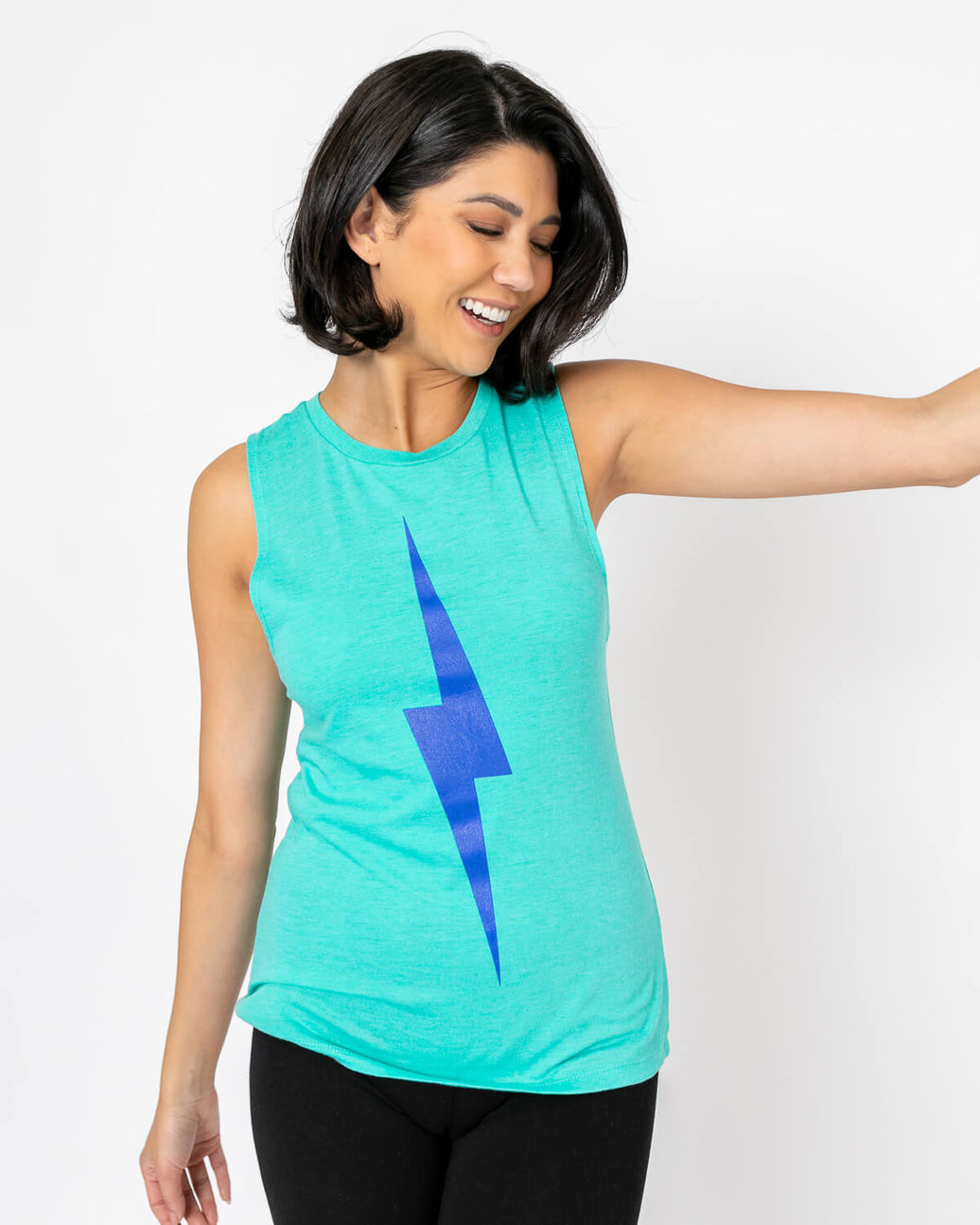 Bolt Muscle Tank | Electric Blue on Teal