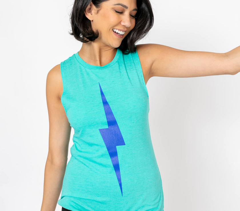 Bolt Muscle Tank | Electric Blue on Teal