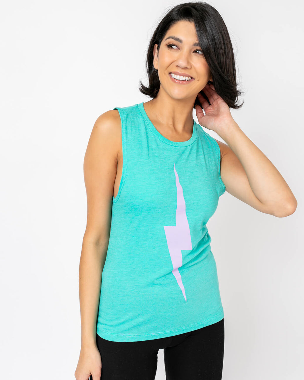 Bolt Muscle Tank | Light Purple on Teal