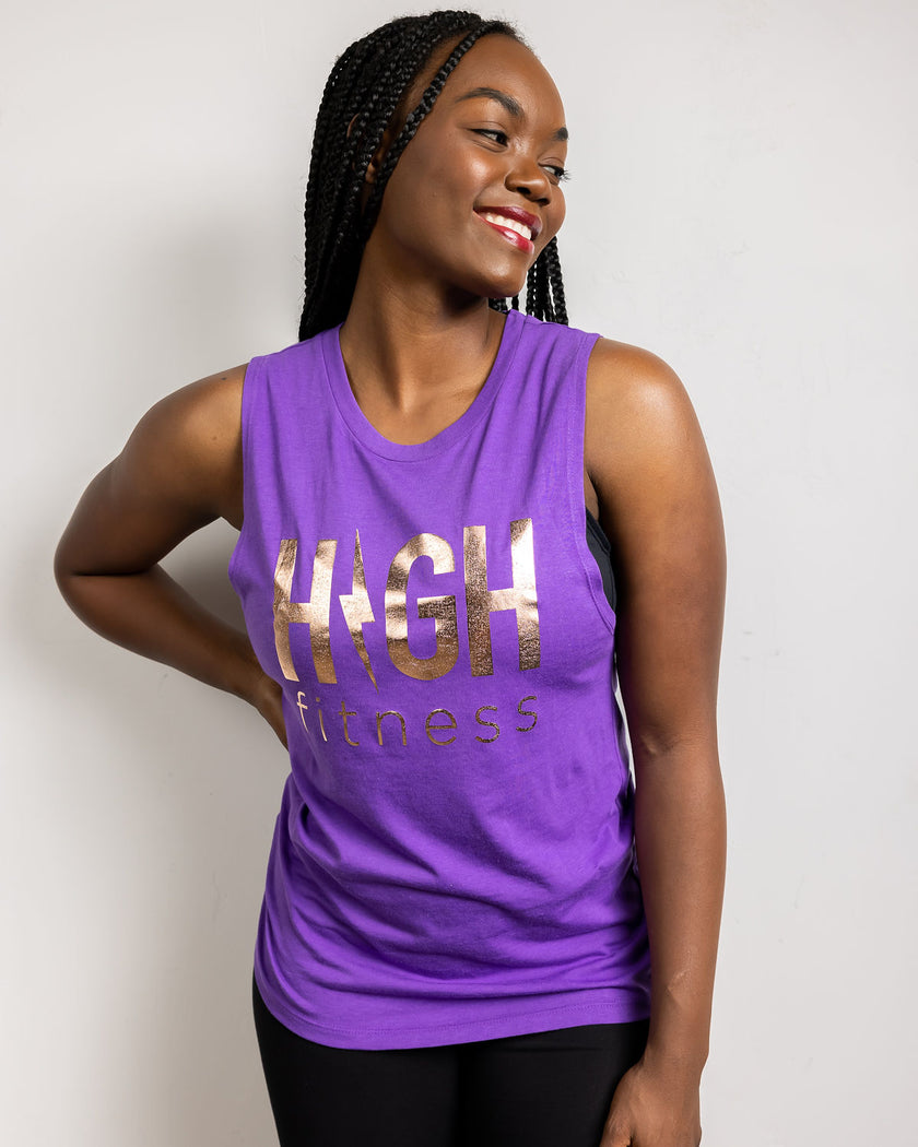 Rose Gold Foil Muscle Tank | Purple