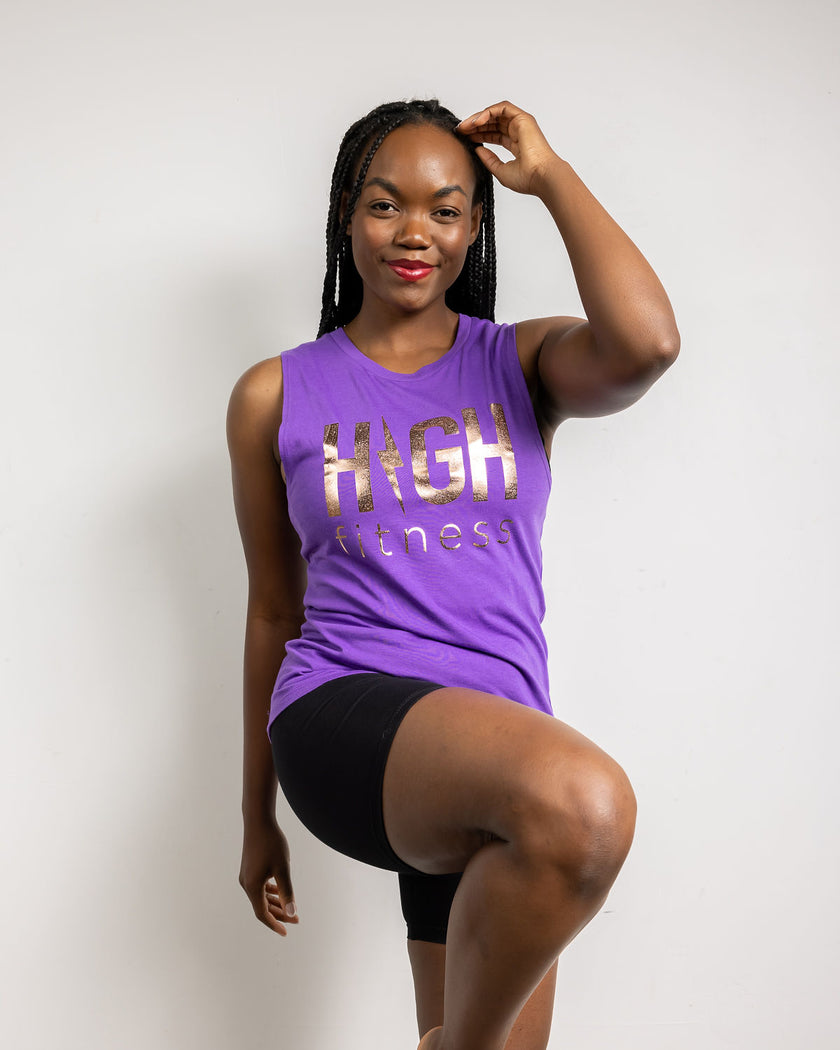 Rose Gold Foil Muscle Tank | Purple