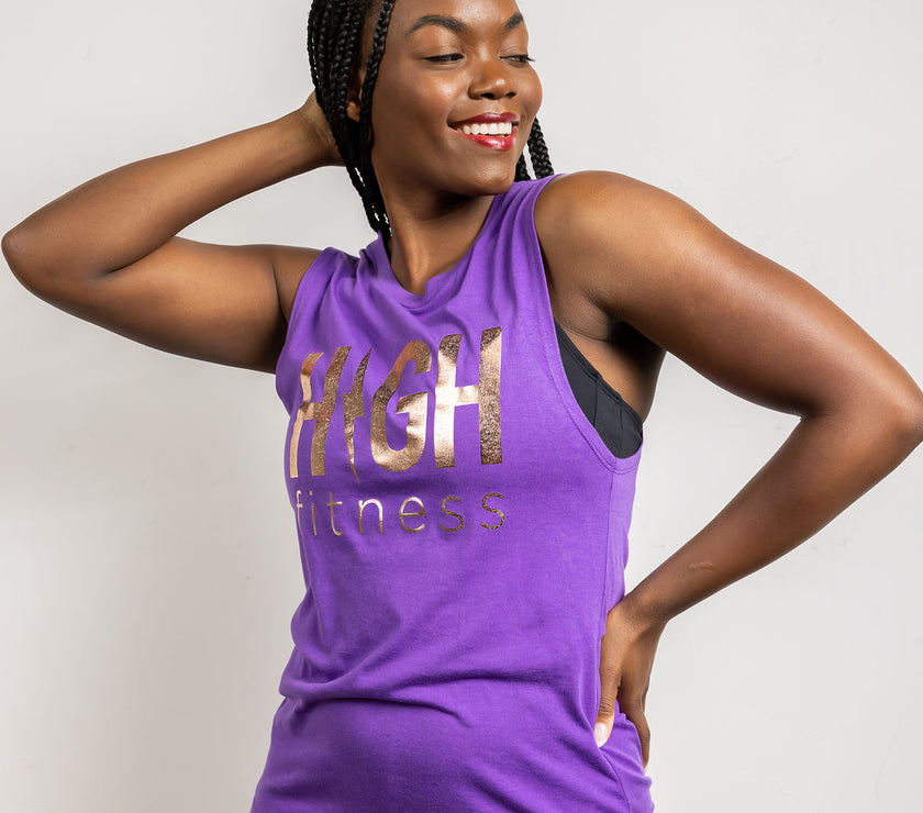 Rose Gold Foil Muscle Tank | Purple