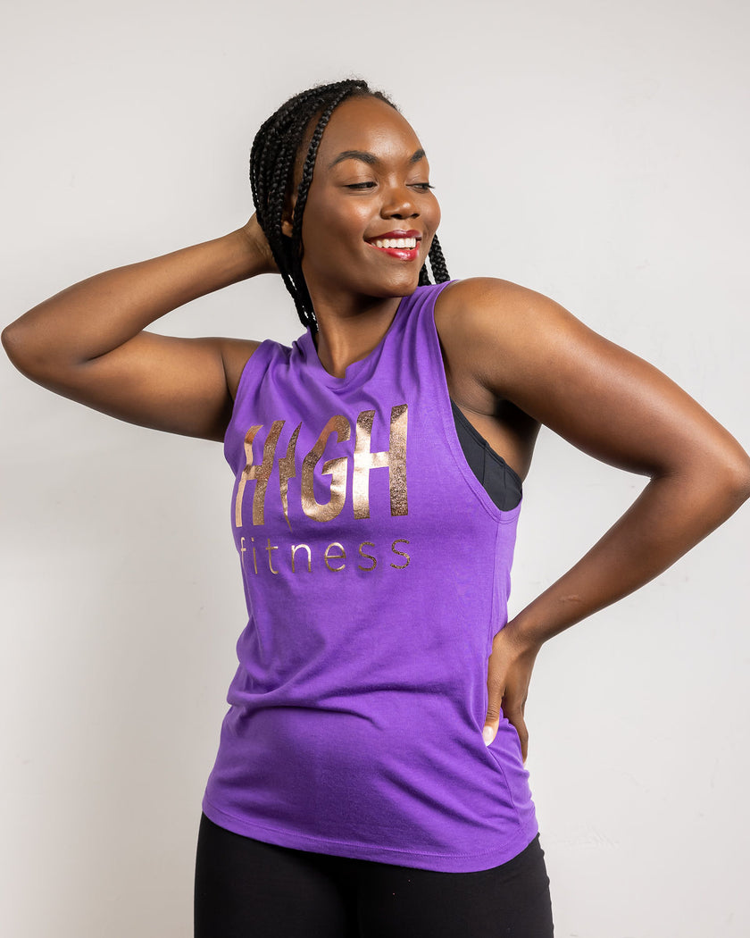 Rose Gold Foil Muscle Tank | Purple