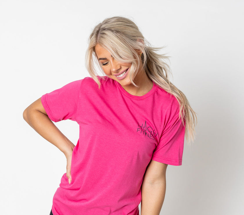 Black Pocket Stencil Tee | Pink