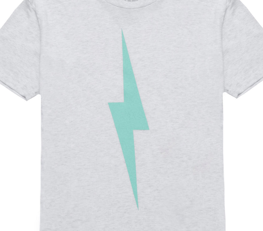 Bolt Tee | Light Teal on Heather White