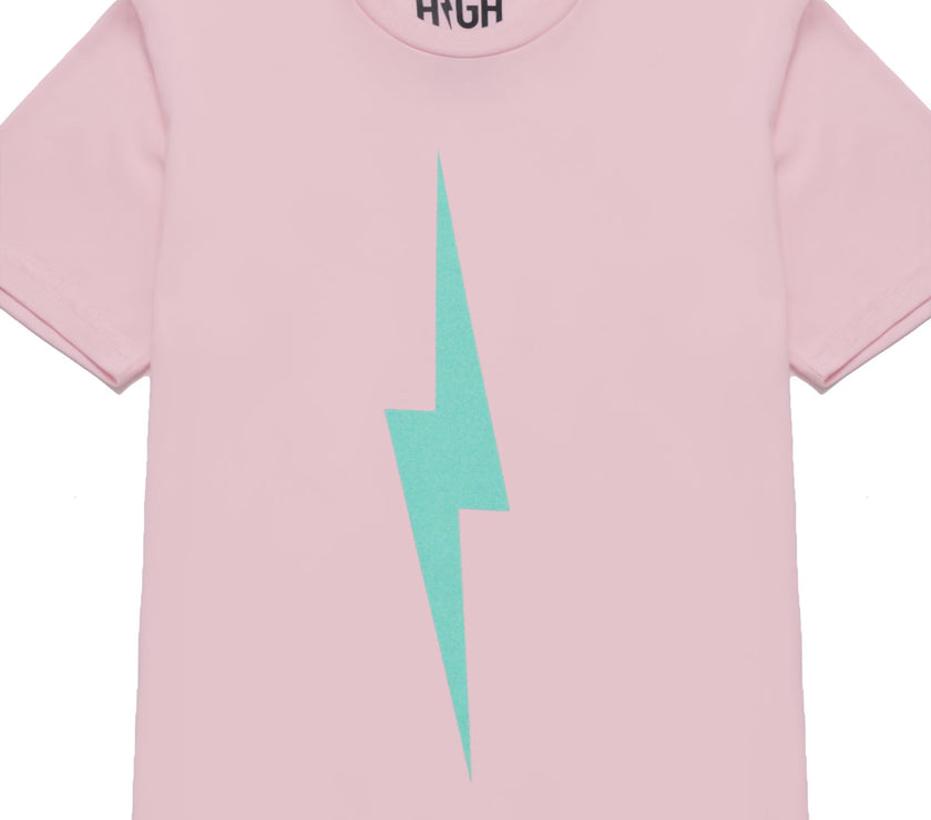 Bolt Tee | Light Teal on Pink