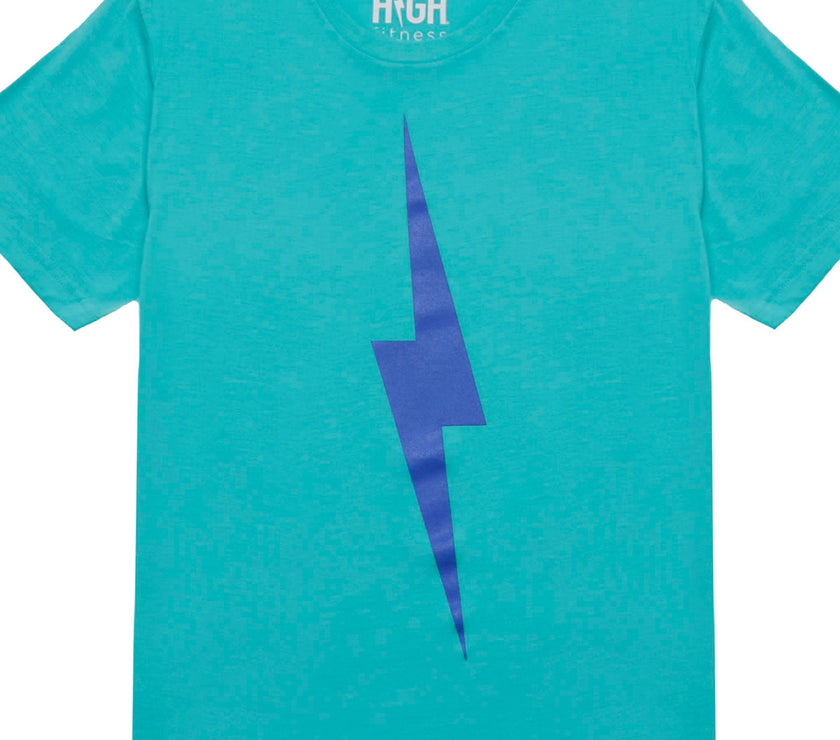 Bolt Tee | Electric Blue on Teal