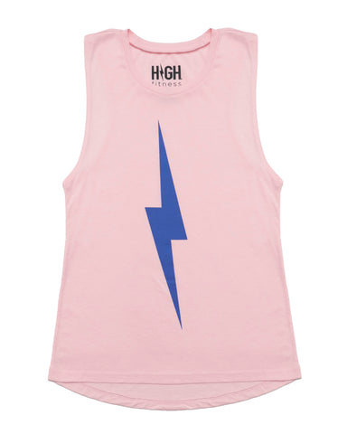 Pink Summer High Logo Muscle Tank-Grey