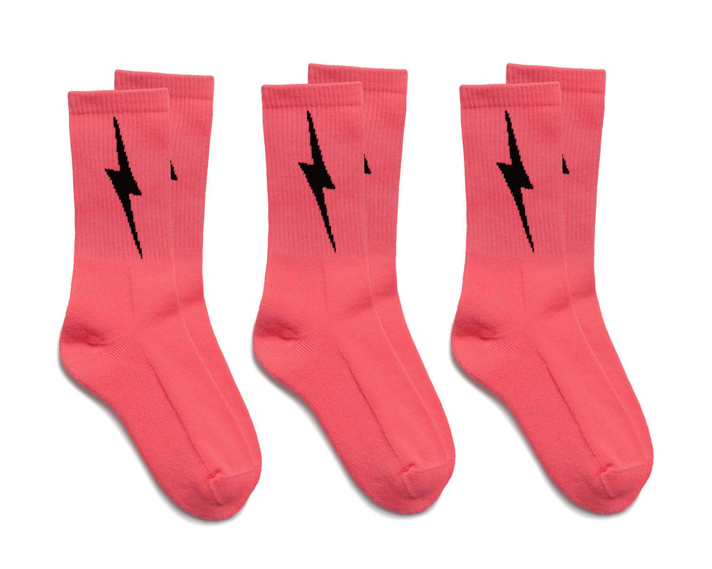 HIGH Socks Pink with Black Bolt | 3 Pack