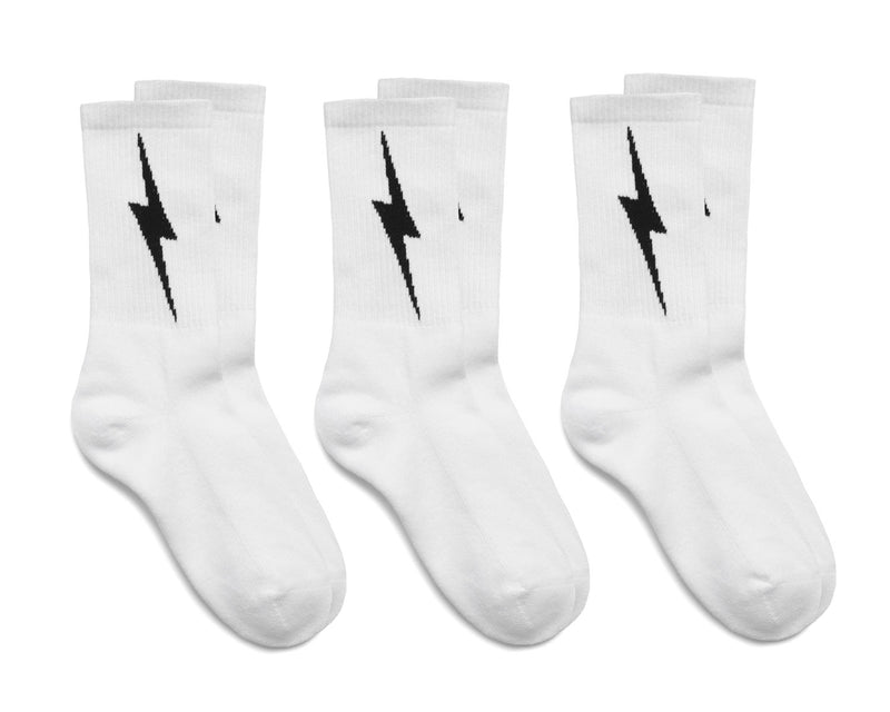 HIGH Socks White with Black Bolt | 3 Pack
