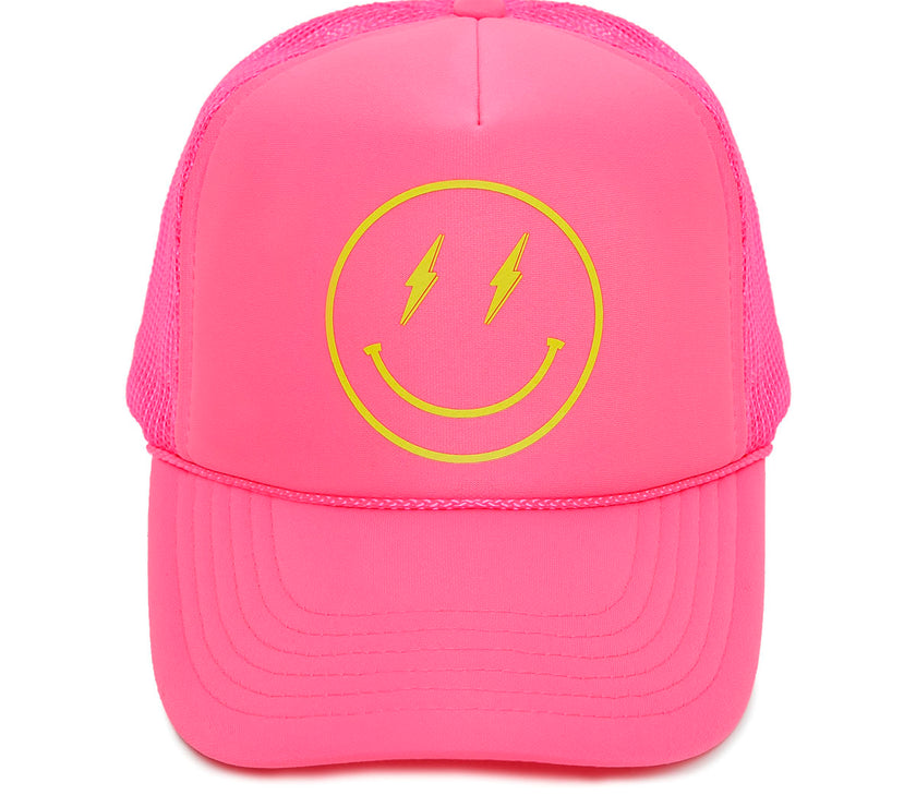 Smiley Trucker Hat | High Pink
