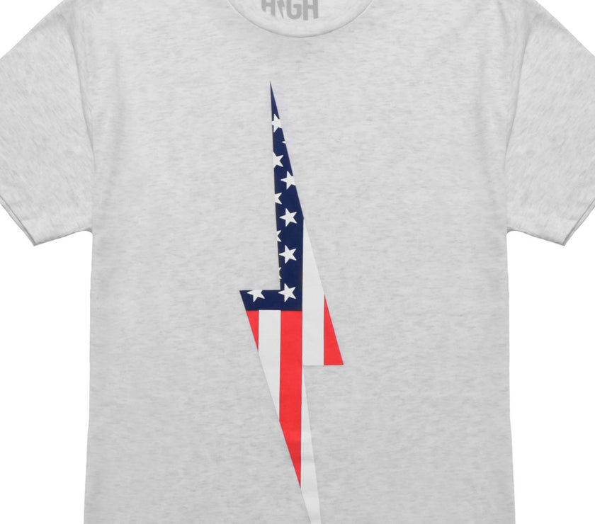 American Flag Vintage Bolt Tee | Heather White