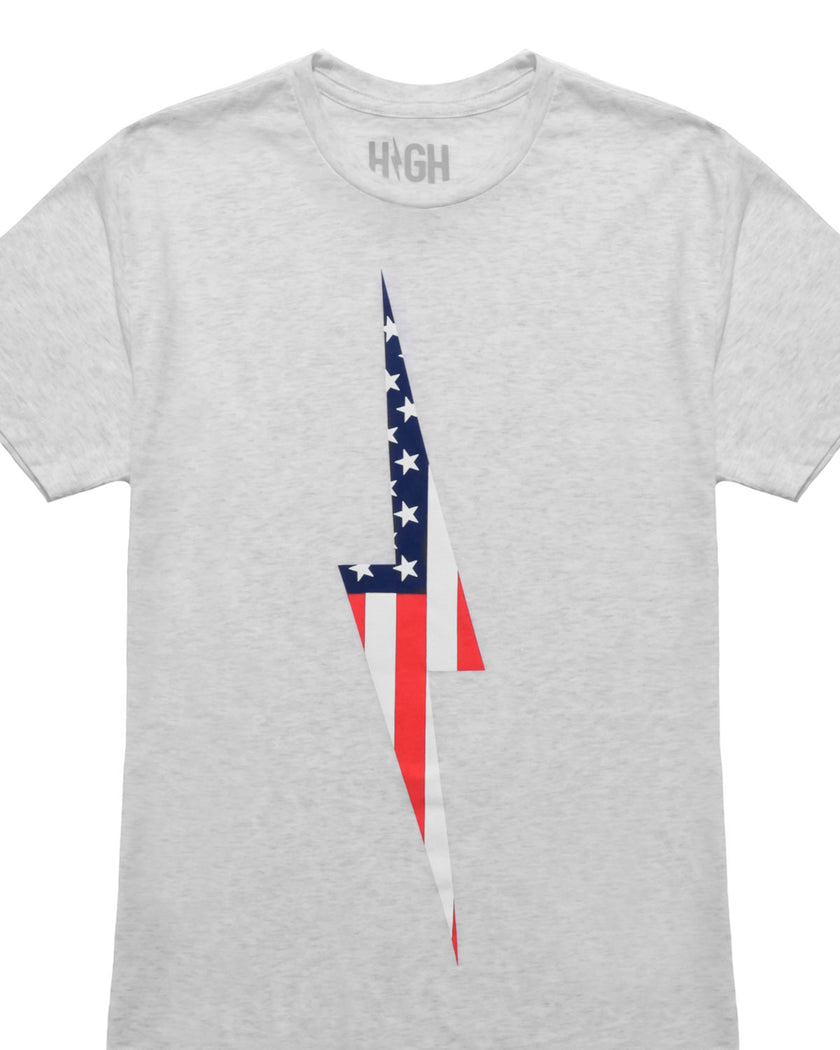 American Flag Vintage Bolt Tee | Heather White