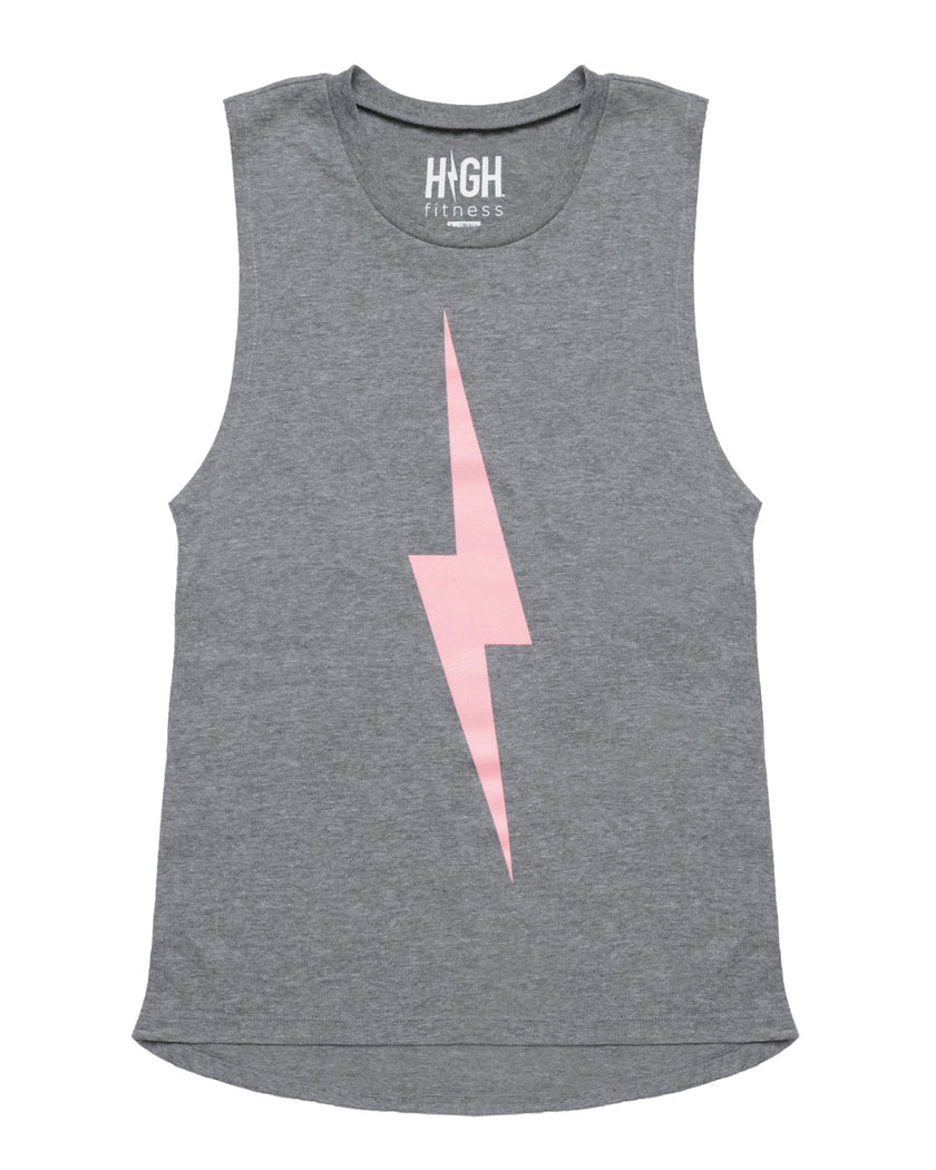 Bolt Muscle Tank | Light Pink on Athletic Grey *XS & 3X*