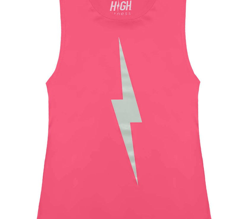 Bolt Muscle Tank | Light Blue on Raspberry *XS & 3X*