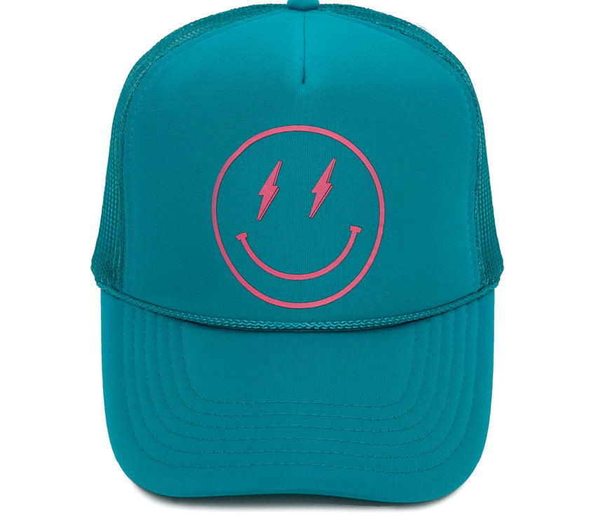 Smiley Trucker Hat | Turquoise