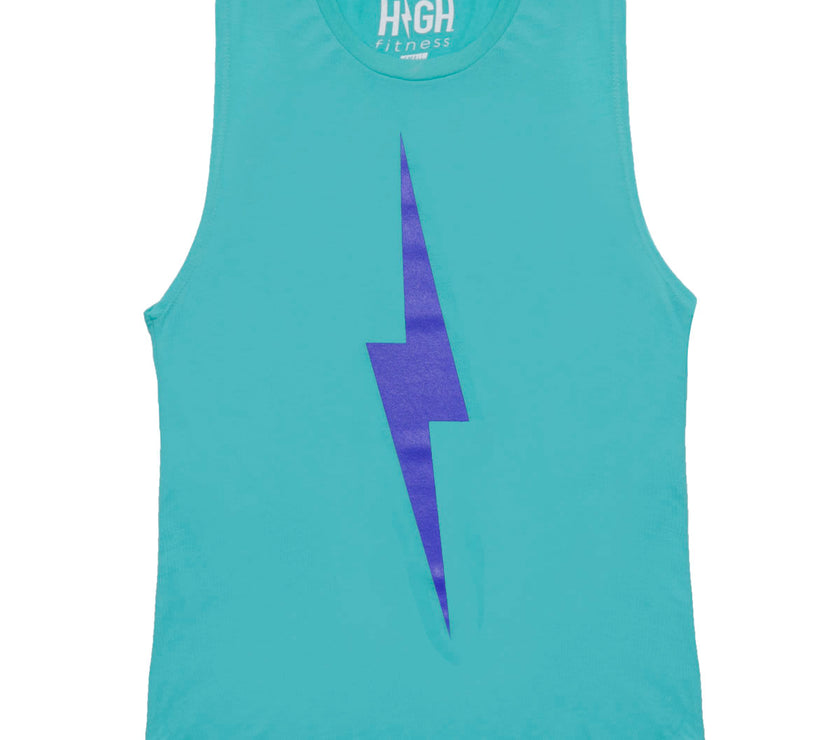 Bolt Muscle Tank | Electric Blue on Teal