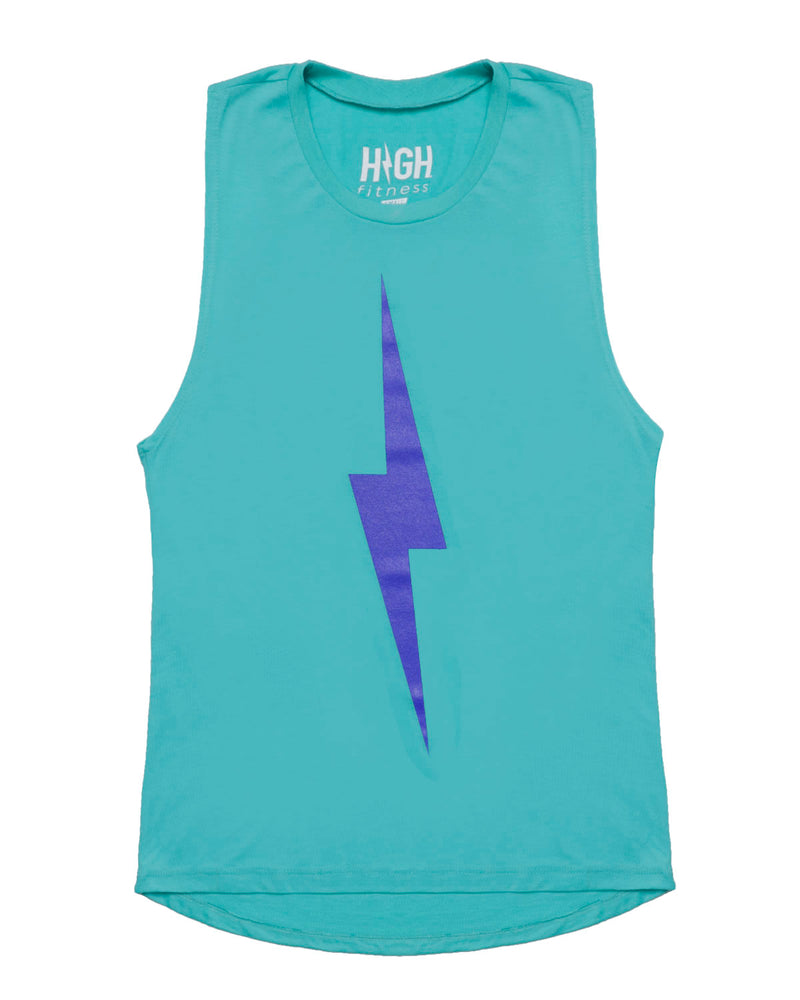 Bolt Muscle Tank | Electric Blue on Teal