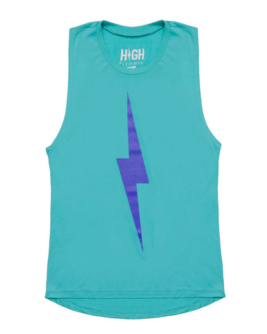 Blue Summer High Logo Muscle Tank-White
