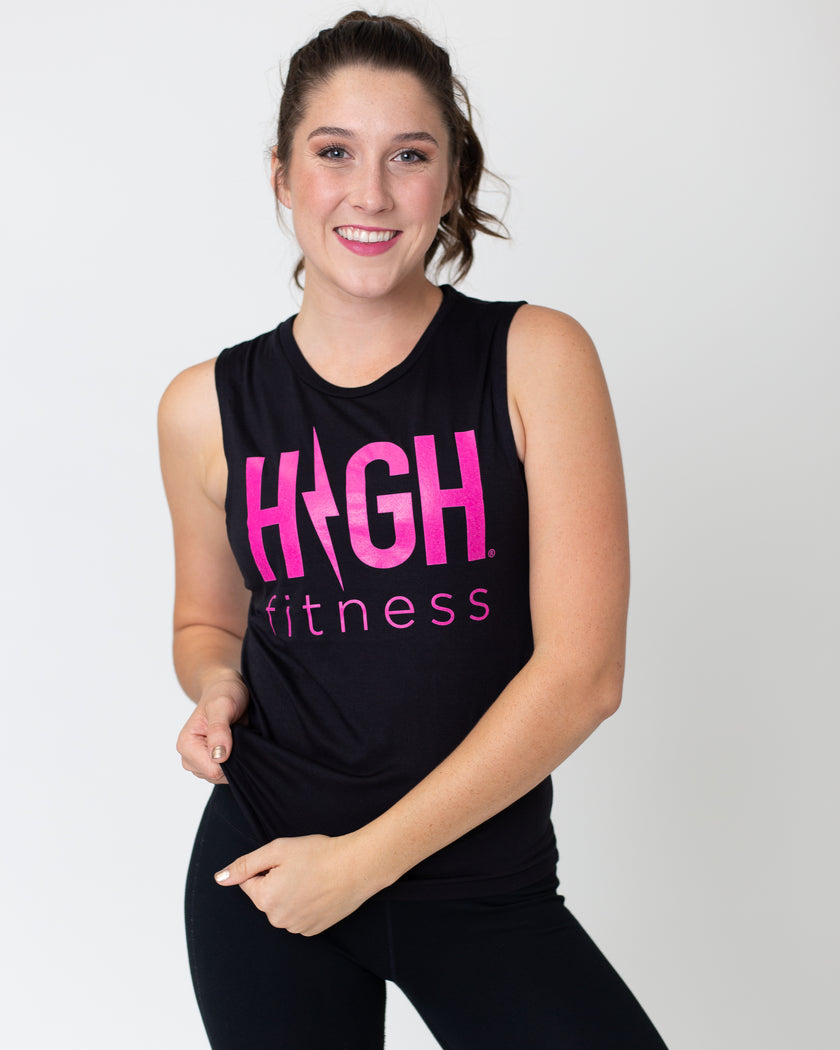 Hawt Pink Logo Muscle Tank | Black *XL*