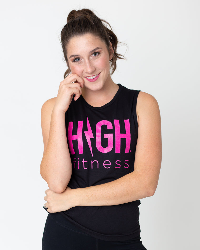 Hawt Pink Logo Muscle Tank | Black *XL*