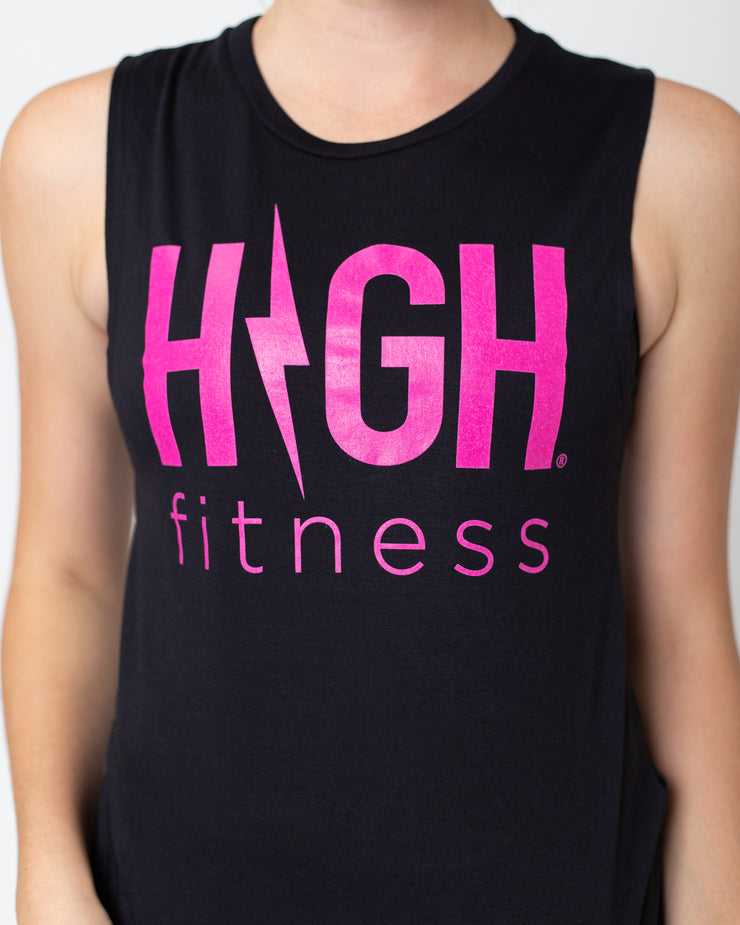Hawt Pink Logo Muscle Tank | Black *XL*