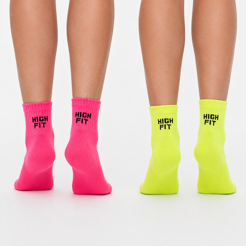 Neon HIGH FIT Sock Bundle | Neon Yellow & Pink