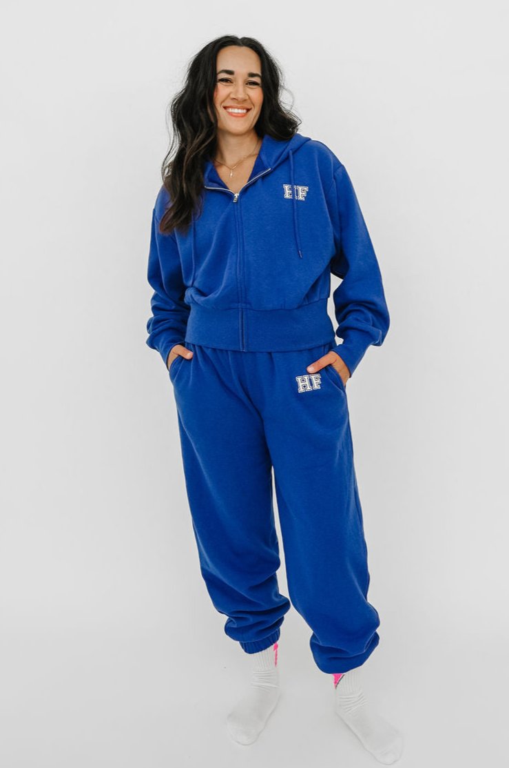 Embroidered Varsity Sweatsuit | Royal Blue