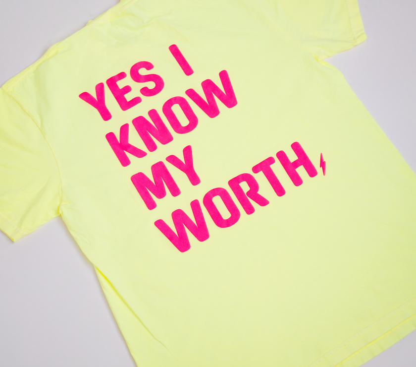Know My Worth Boyfriend Tee | Neon Lemon