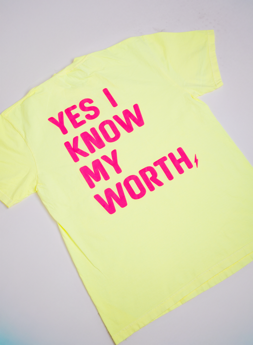 Know My Worth Boyfriend Tee | Neon Lemon