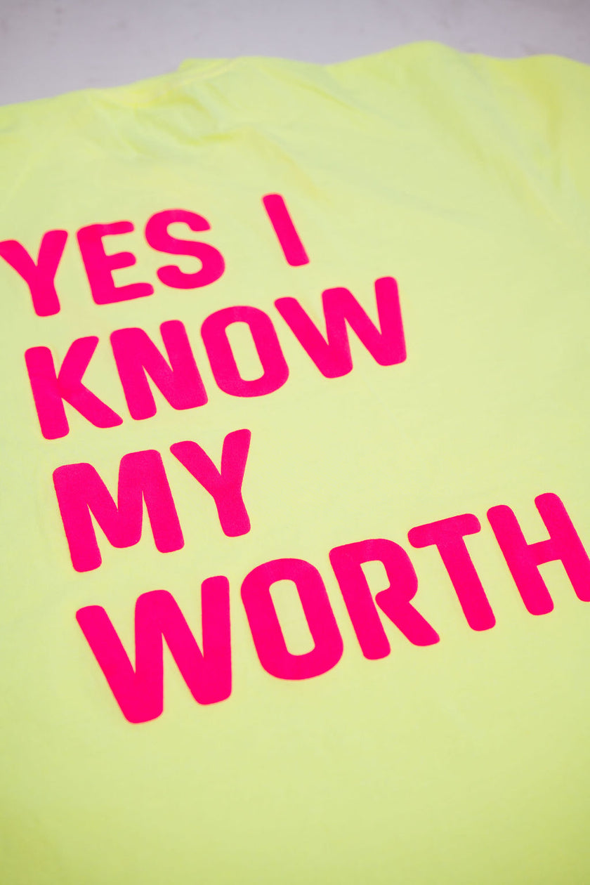 Know My Worth Boyfriend Tee | Neon Lemon