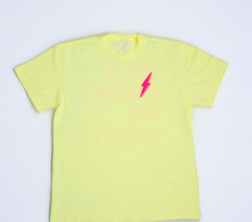 Know My Worth Boyfriend Tee | Neon Lemon