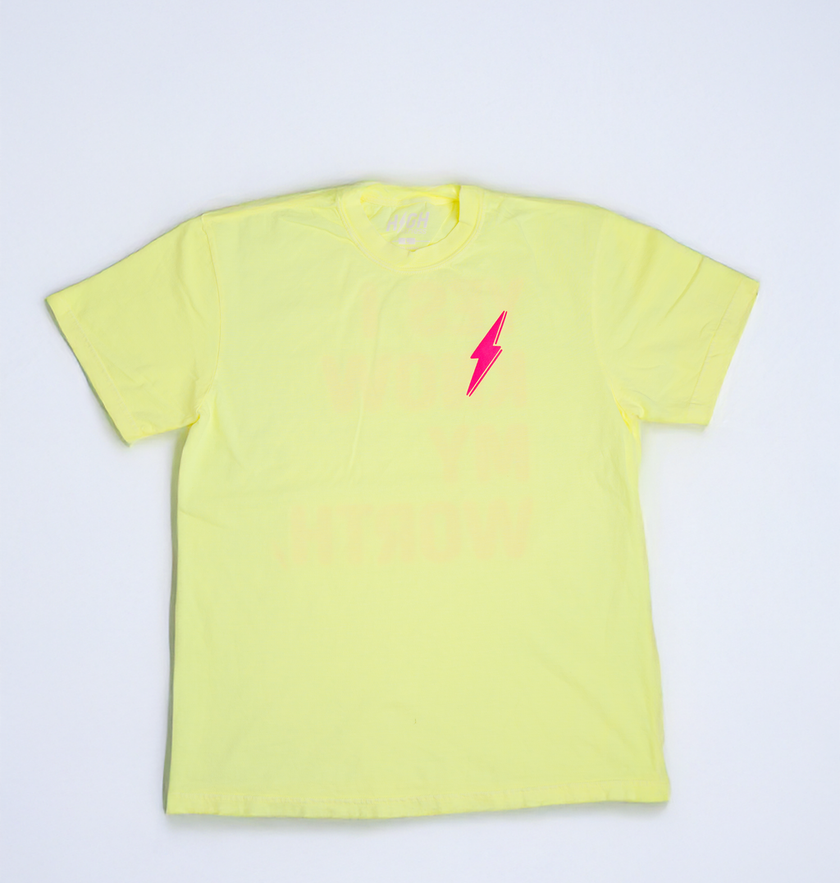 Know My Worth Boyfriend Tee | Neon Lemon
