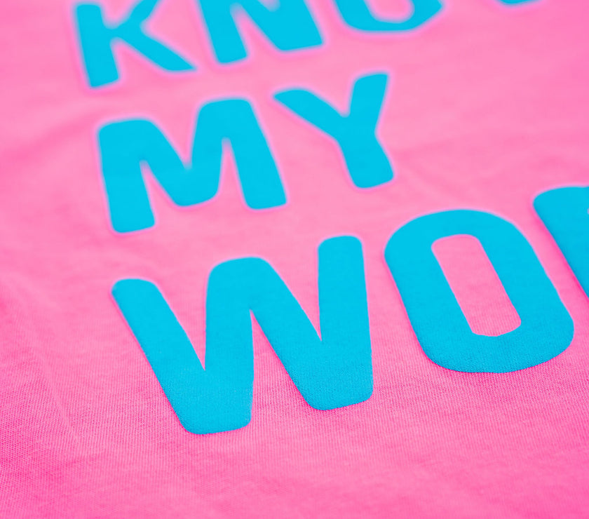 Know My Worth Boyfriend Tee | Neon Pink