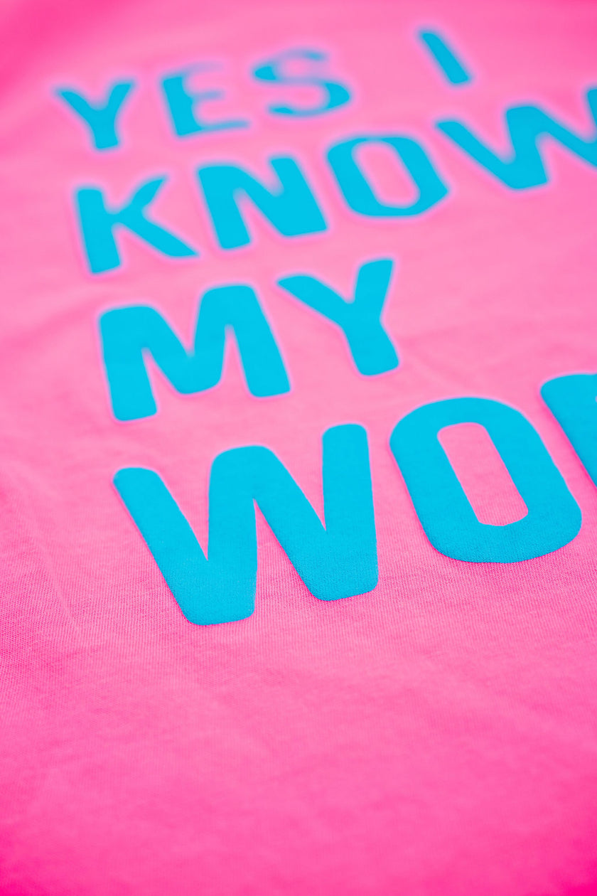 Know My Worth Boyfriend Tee | Neon Pink