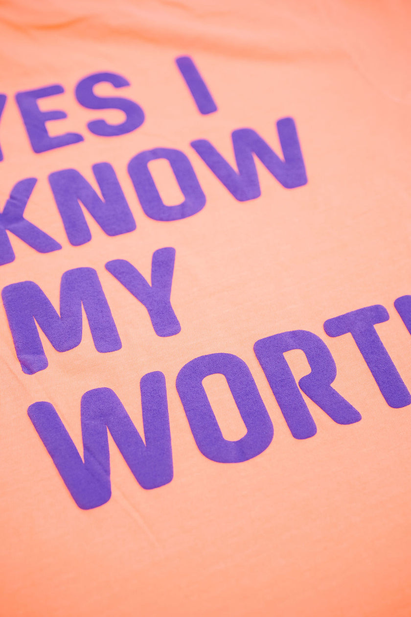 Know My Worth Boyfriend Tee | Neon Cantaloupe