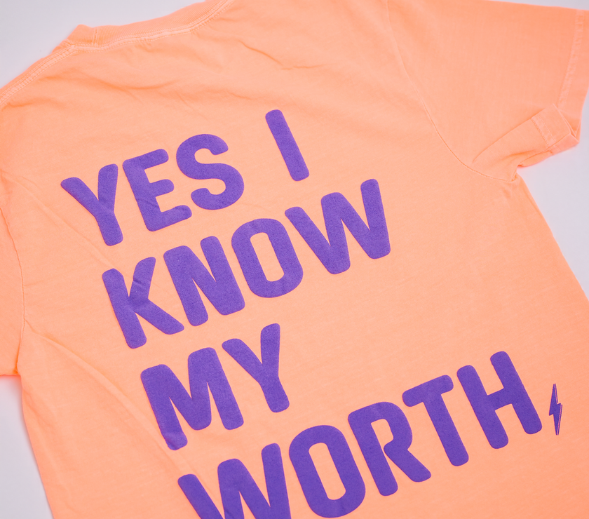 Know My Worth Boyfriend Tee | Neon Cantaloupe