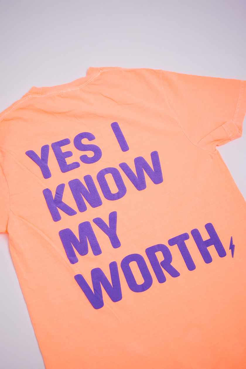 Know My Worth Boyfriend Tee | Neon Cantaloupe