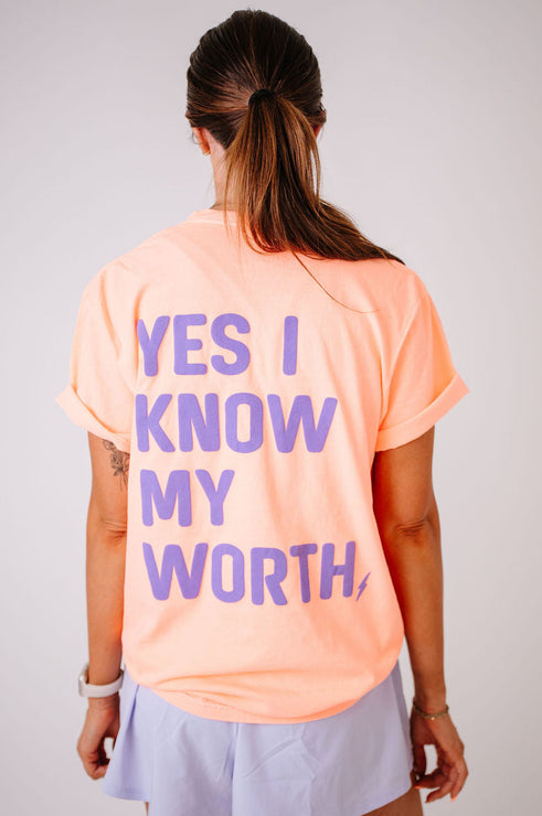 Know My Worth Boyfriend Tee | Neon Cantaloupe