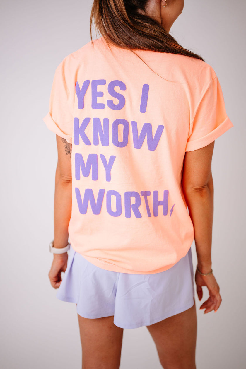 Know My Worth Boyfriend Tee | Neon Cantaloupe