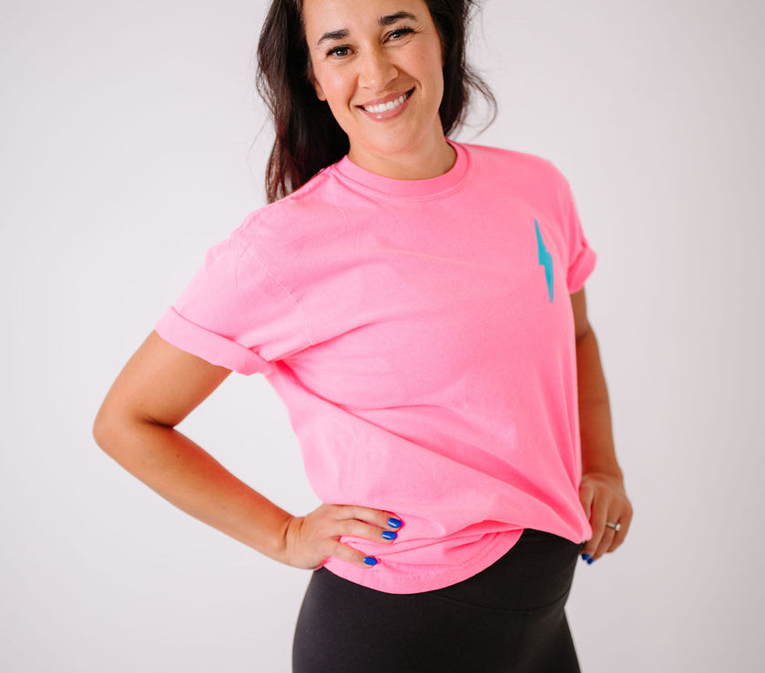 Know My Worth Boyfriend Tee | Neon Pink
