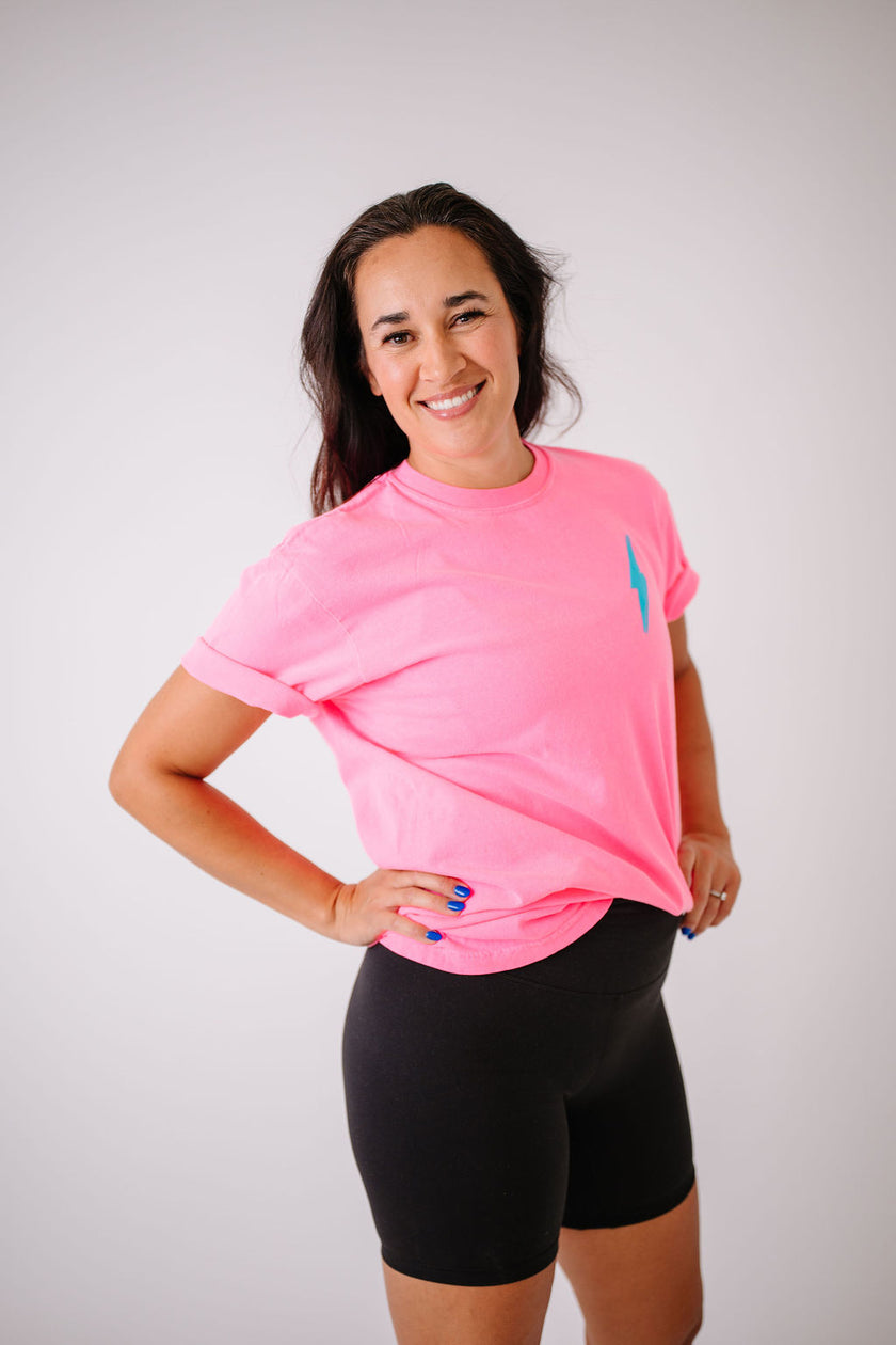 Know My Worth Boyfriend Tee | Neon Pink