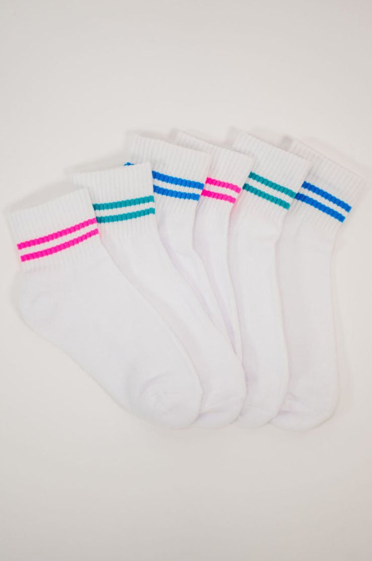 Stripe Shortie Athletic Socks | 3 Pack