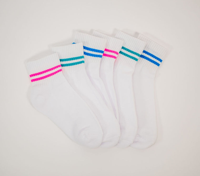 Stripe Shortie Athletic Socks | 3 Pack