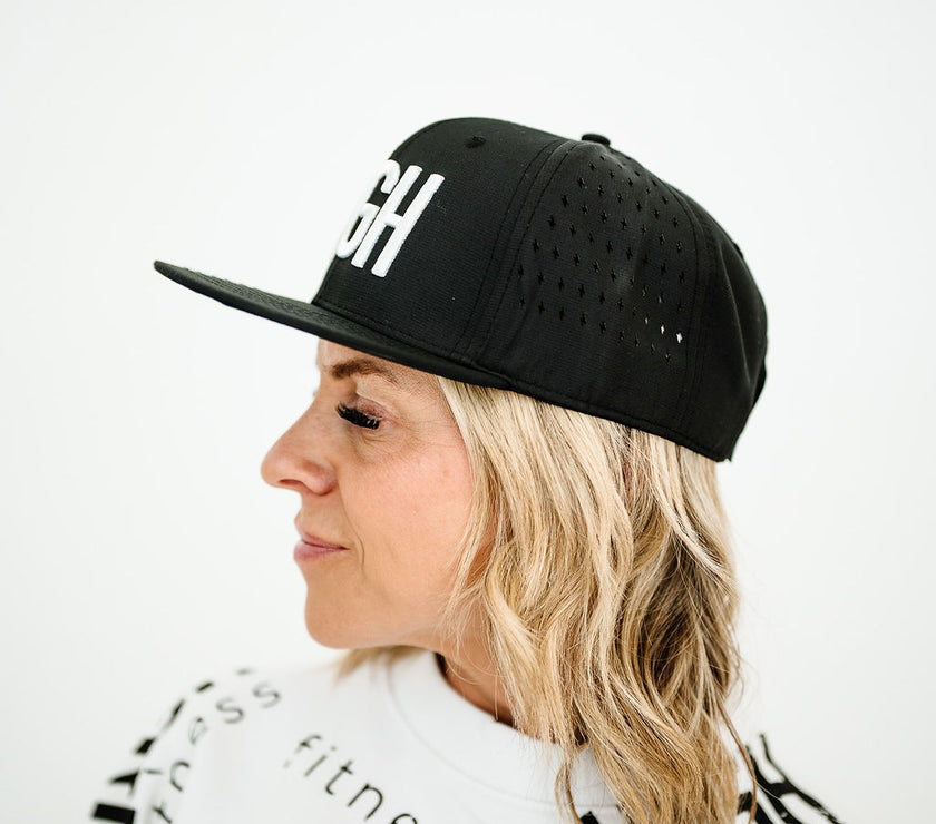 Embroidered Laser Cut Bolt Flat Brim | Black