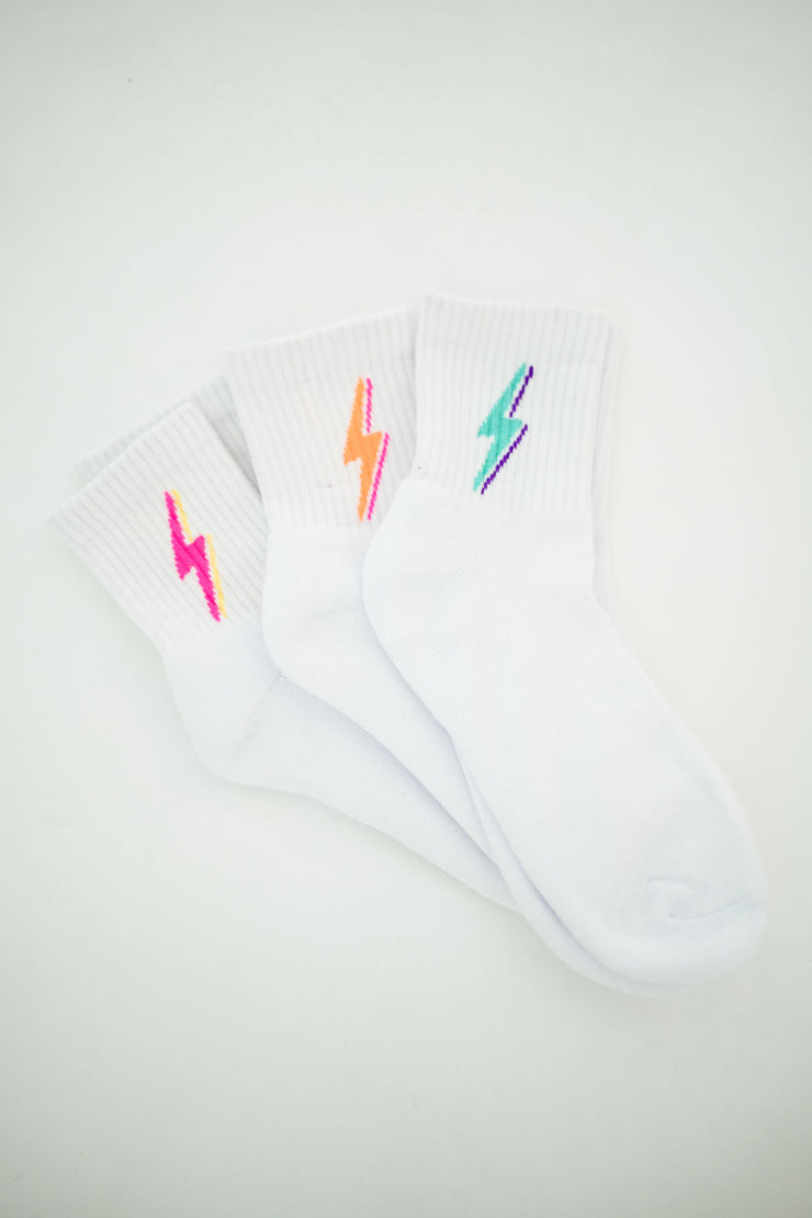 Midi Athletic Neon Bolt Socks | 3 Pack