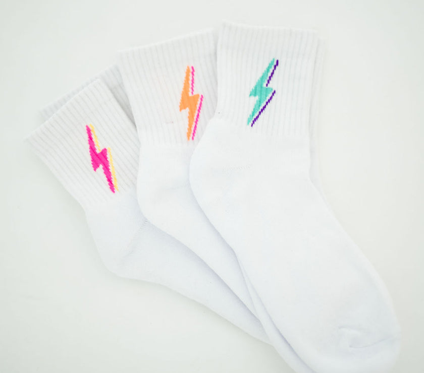 Midi Athletic Neon Bolt Socks | 3 Pack